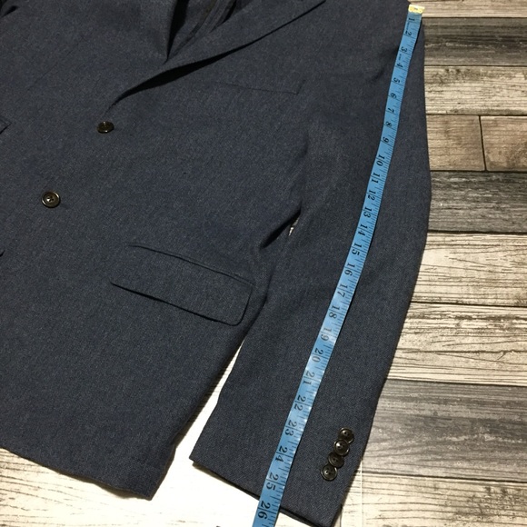 JKT New York Herringbone Wool Blend Blazer Men’s 44R Blue 2 Button - Picture 3 of 10